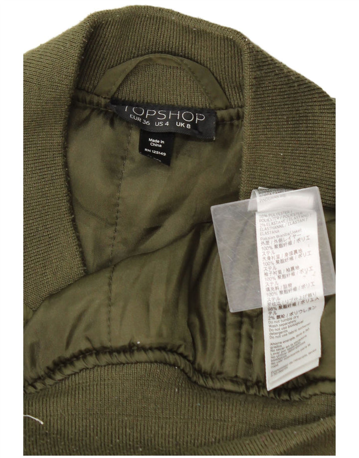 Topshop Chaqueta Bomber para Mujer UK 8 Small Caqui Poliéster