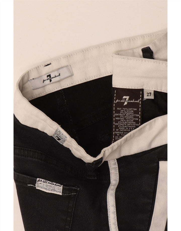 Vaqueros ajustados cortos para mujer 7 For All Mankind W27 L25 Algodón negro con bloques de color