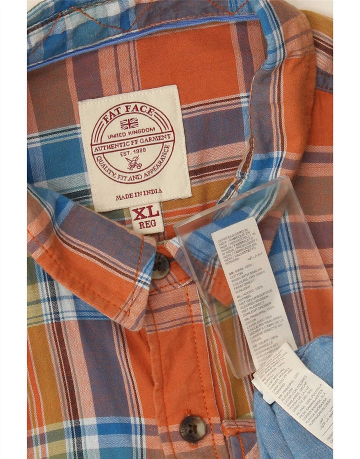Camisa de franela para hombre Fat Face XL Algodón a cuadros naranja