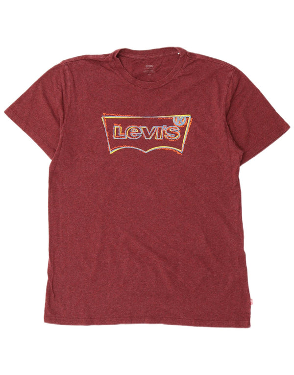 Levi's Camiseta gráfica para hombre Top grande granate moteado