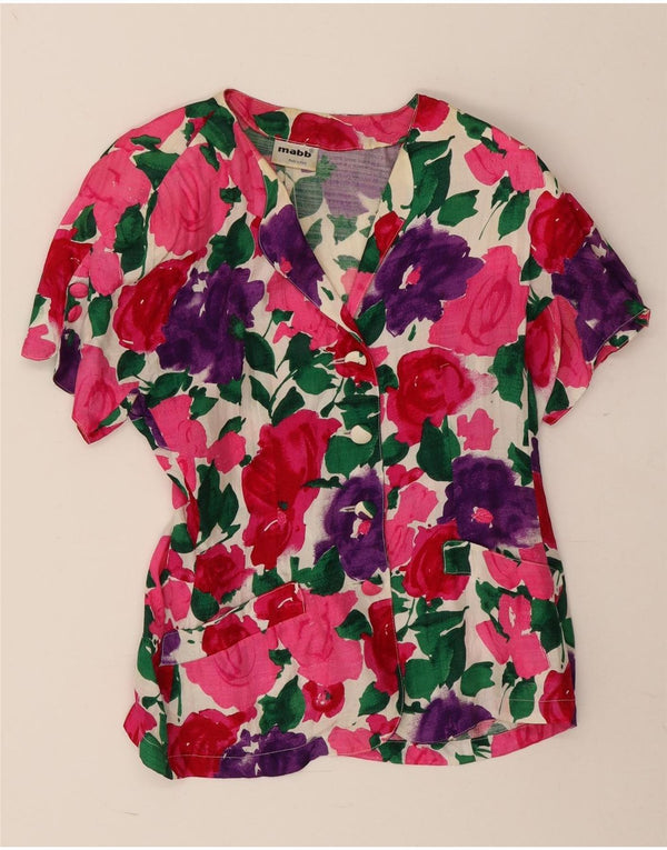 mabb Chaqueta Blazer de 4 Botones para Mujer IT 42 Mediana Multicolor Floral
