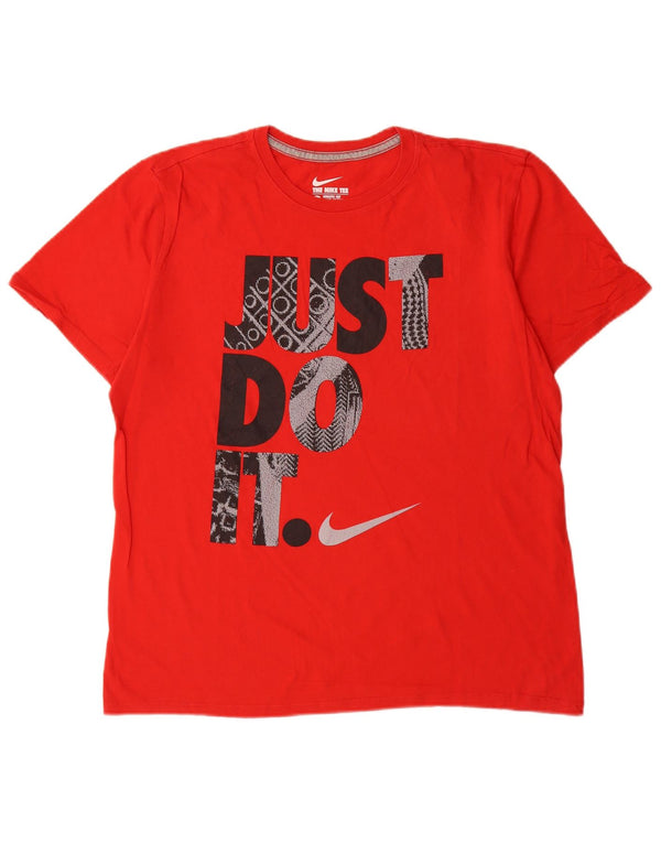 Nike Camiseta gráfica de corte atlético para hombre, talla grande, algodón rojo