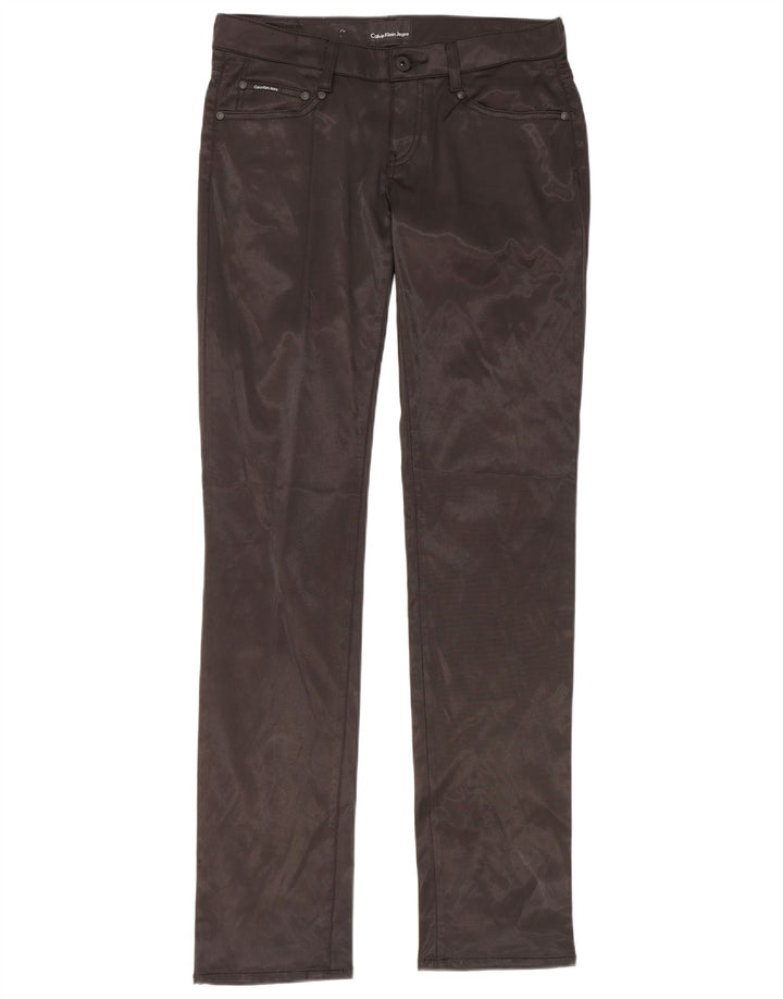 CALVIN KLEIN Pantalones informales ajustados para mujer W29 L34 Poliéster negro