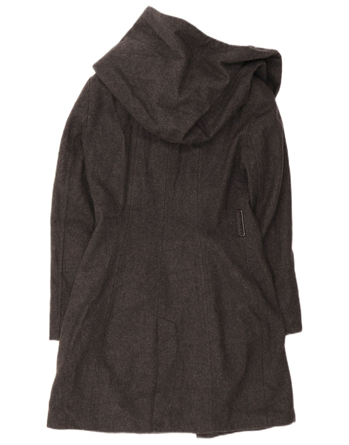 Zara Mujer Abrigo Con Capucha UK 10 Small Lana Negra