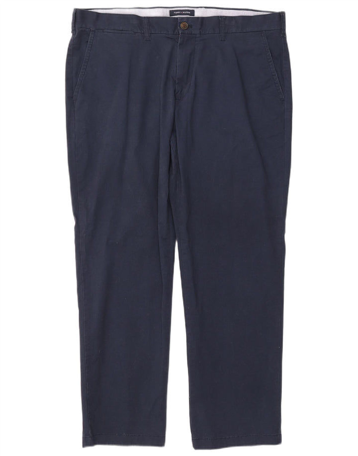 TOMMY HILFIGER Pantalón chino de ajuste personalizado para hombre W38 L30 Algodón azul marino