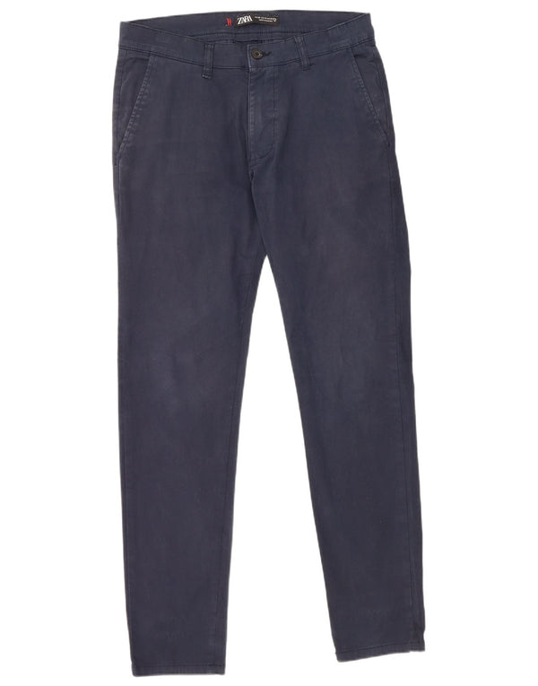Zara Mens Slim Chino Pantalones EU 40 Medium W31 L30 Azul Marino Algodón