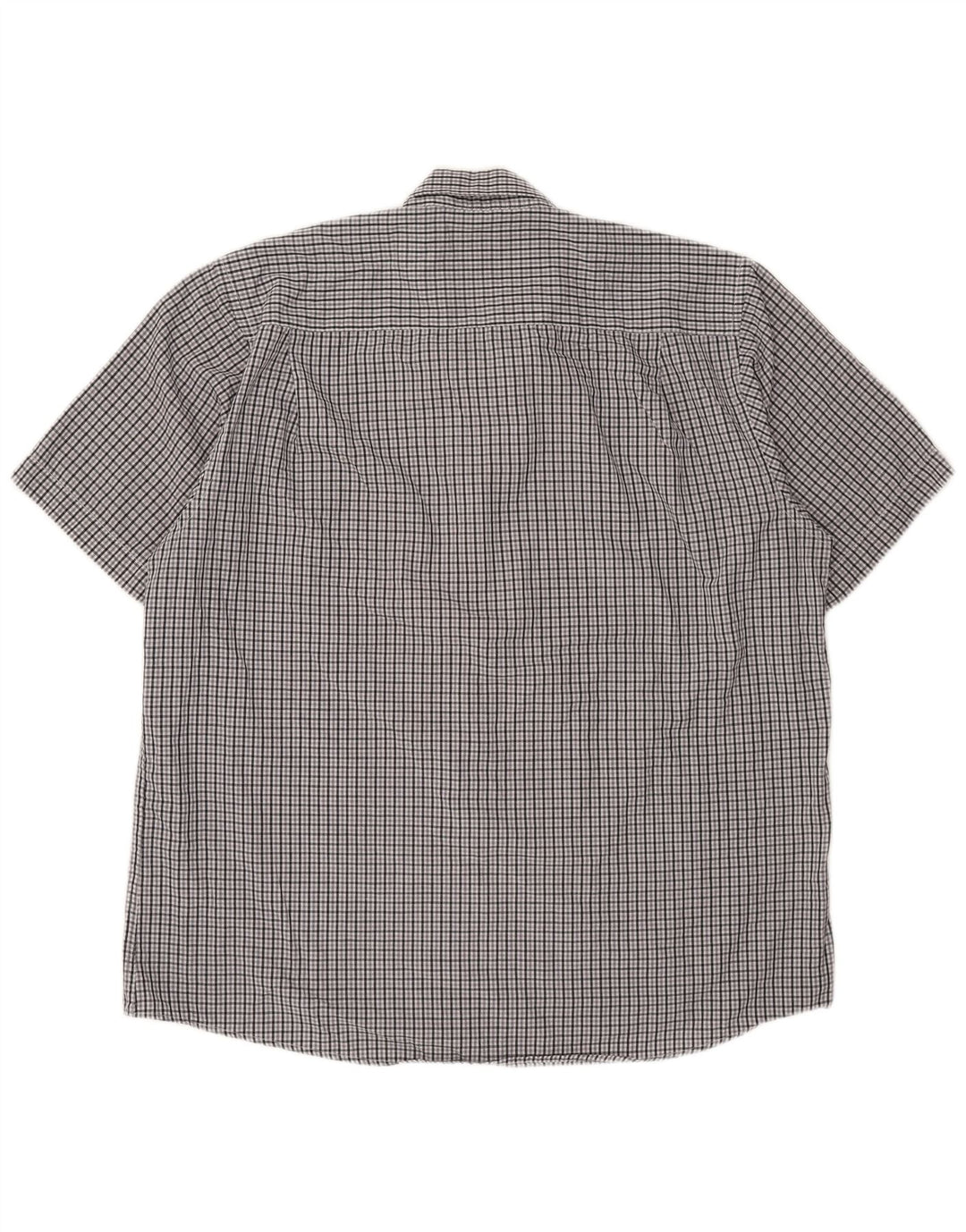 Pierre Cardin Camisa de manga corta para hombre de corte regular 3XL Poliéster a cuadros gris
