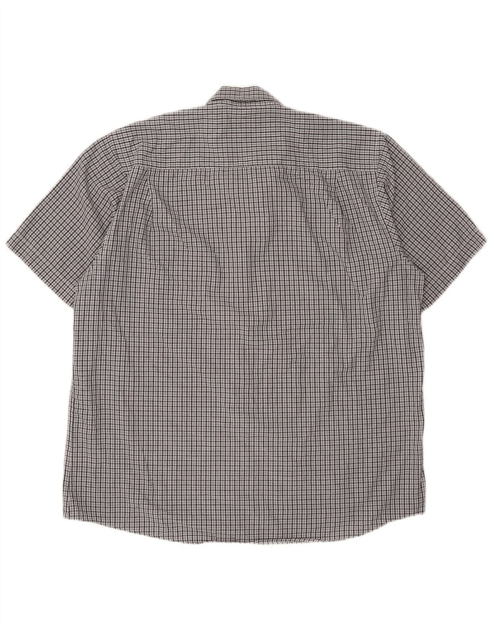 Pierre Cardin Camisa de manga corta para hombre de corte regular 3XL Poliéster a cuadros gris