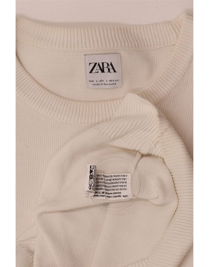 Zara Hombre Jersey Cuello Redondo Jersey Grande Algodón Blanco