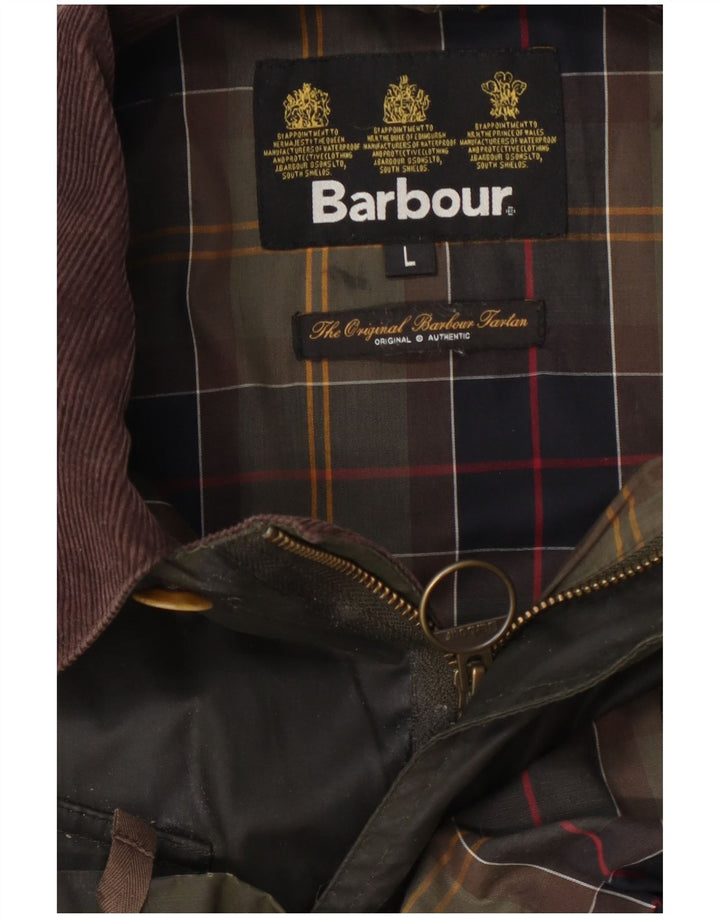 Barbour Chaqueta de algodón encerado para hombre Reino Unido 40 Grande Caqui Colorblock