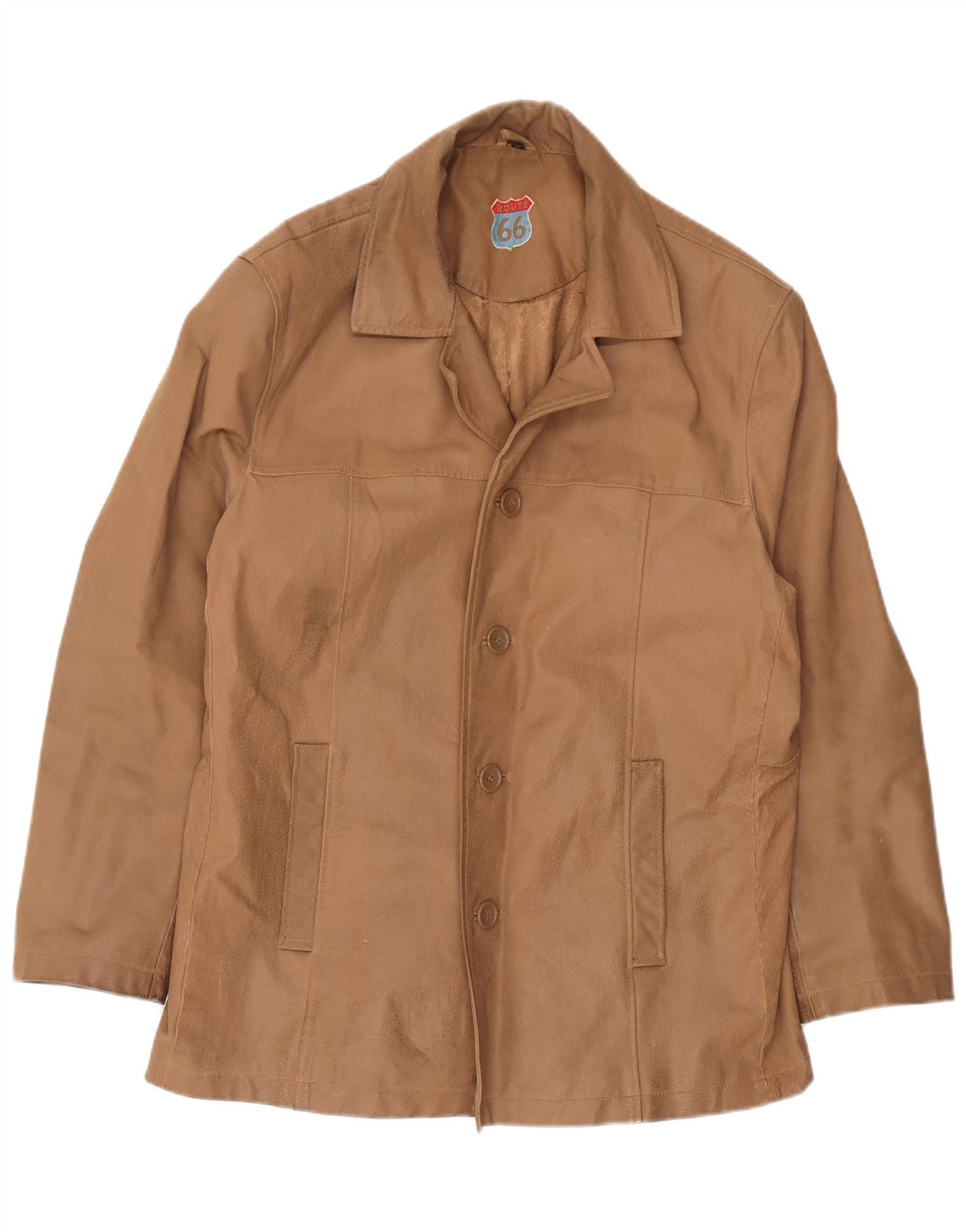 Route 66 Chaqueta de cuero para hombre UK 38 Cuero beige mediano