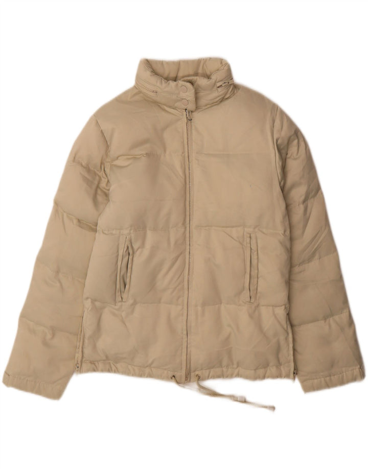 Zara Mujer Chaqueta Acolchada Con Capucha EU 38 Small Beige Poliéster
