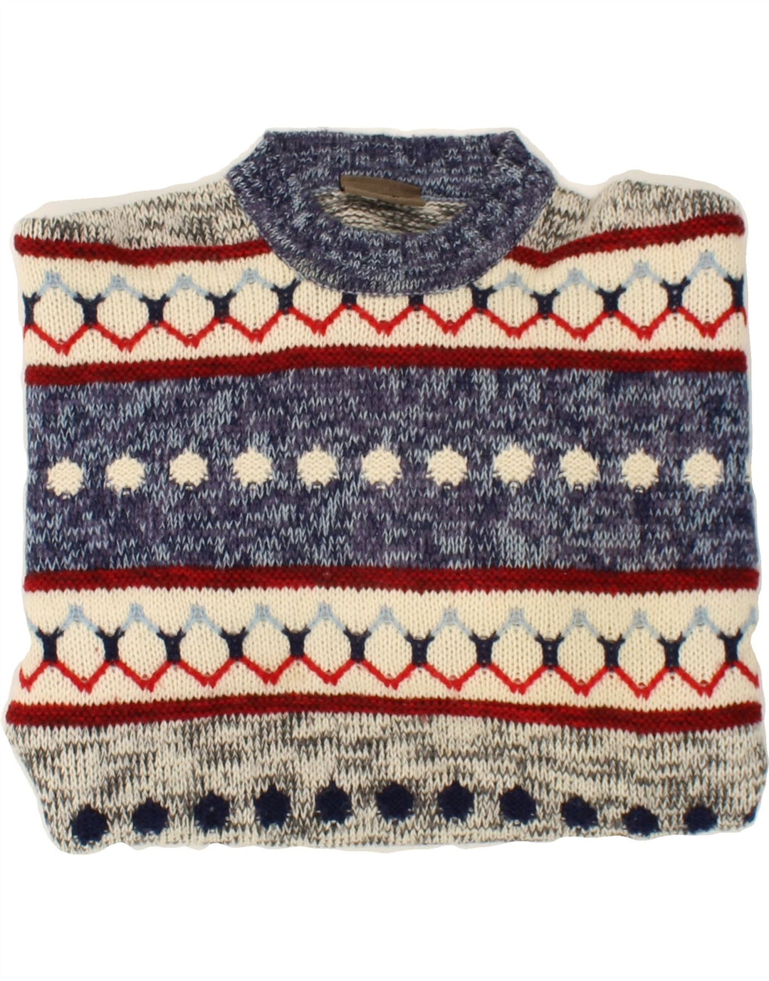 SEVRES Jersey de cuello redondo para hombre IT 50 Lana Fair Isle azul medio