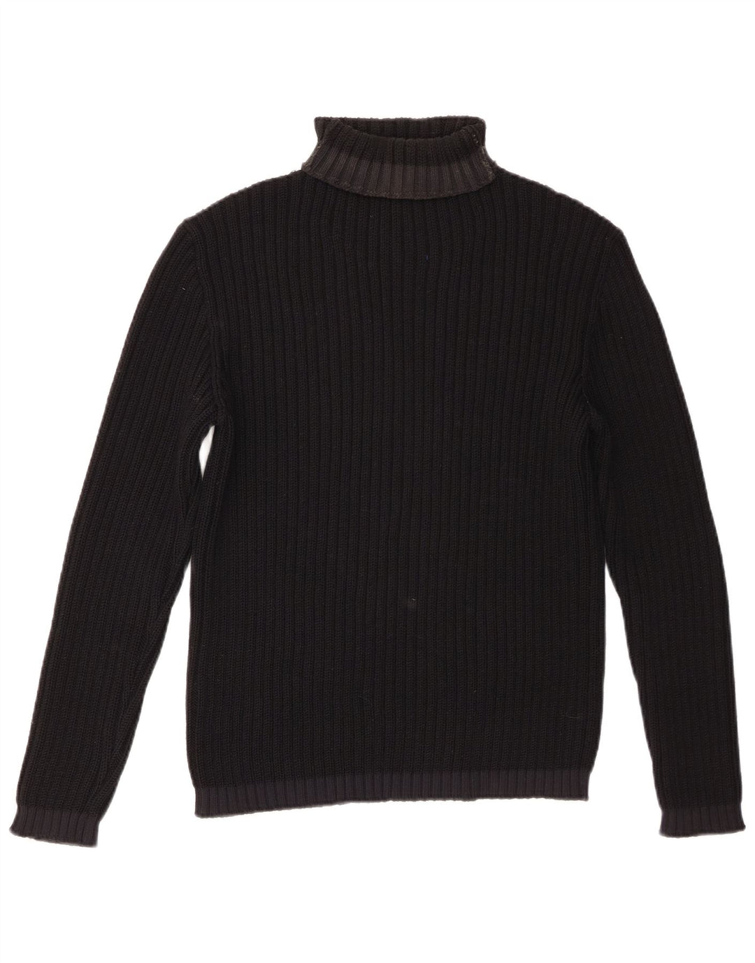 Vintage mujer rollo cuello jersey suéter Reino Unido 14 grande negro merino lana