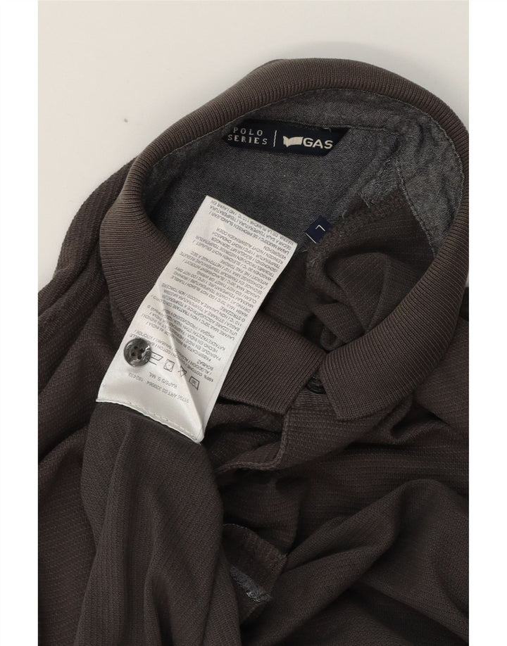 GAS Polo de manga larga para hombre de algodón gris grande