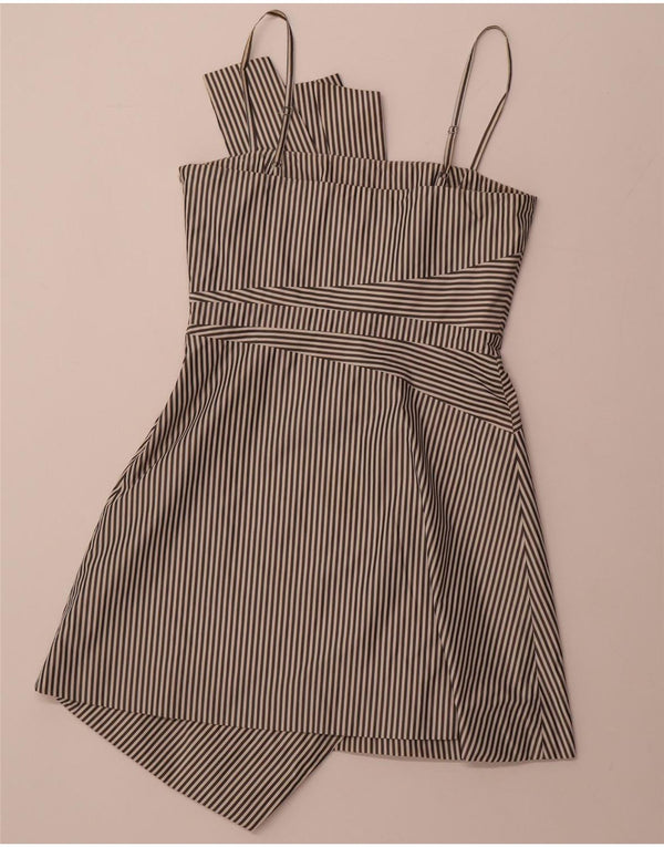 KAREN MILLEN Vestido asimétrico de corte A para mujer UK 42 Mediano Rayas negras