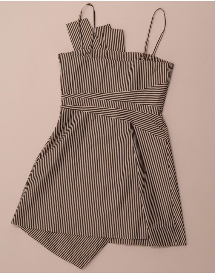 KAREN MILLEN Vestido asimétrico de corte A para mujer UK 42 Mediano Rayas negras