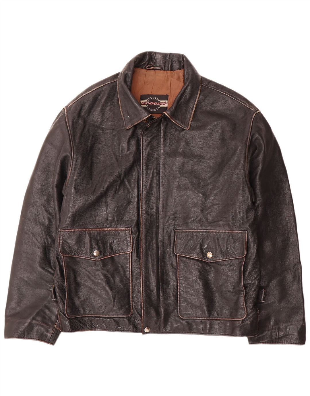 Chaqueta de cuero vintage para hombre IT 50 grande negro