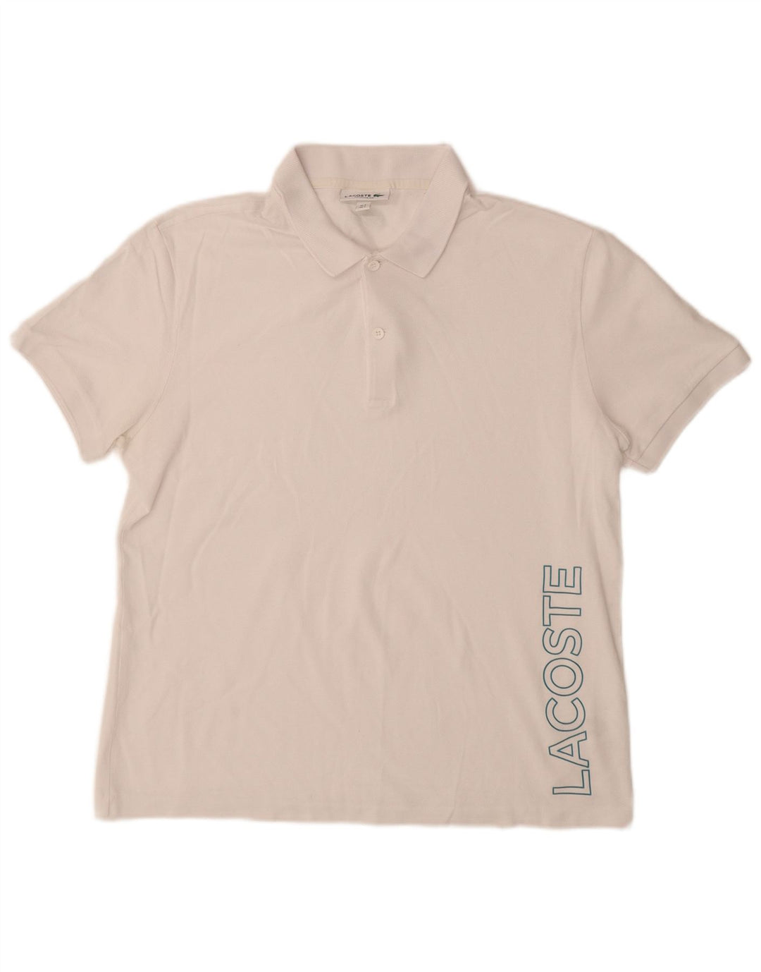 LACOSTE Polo gráfico de corte regular para hombre talla 5 grande algodón blanco