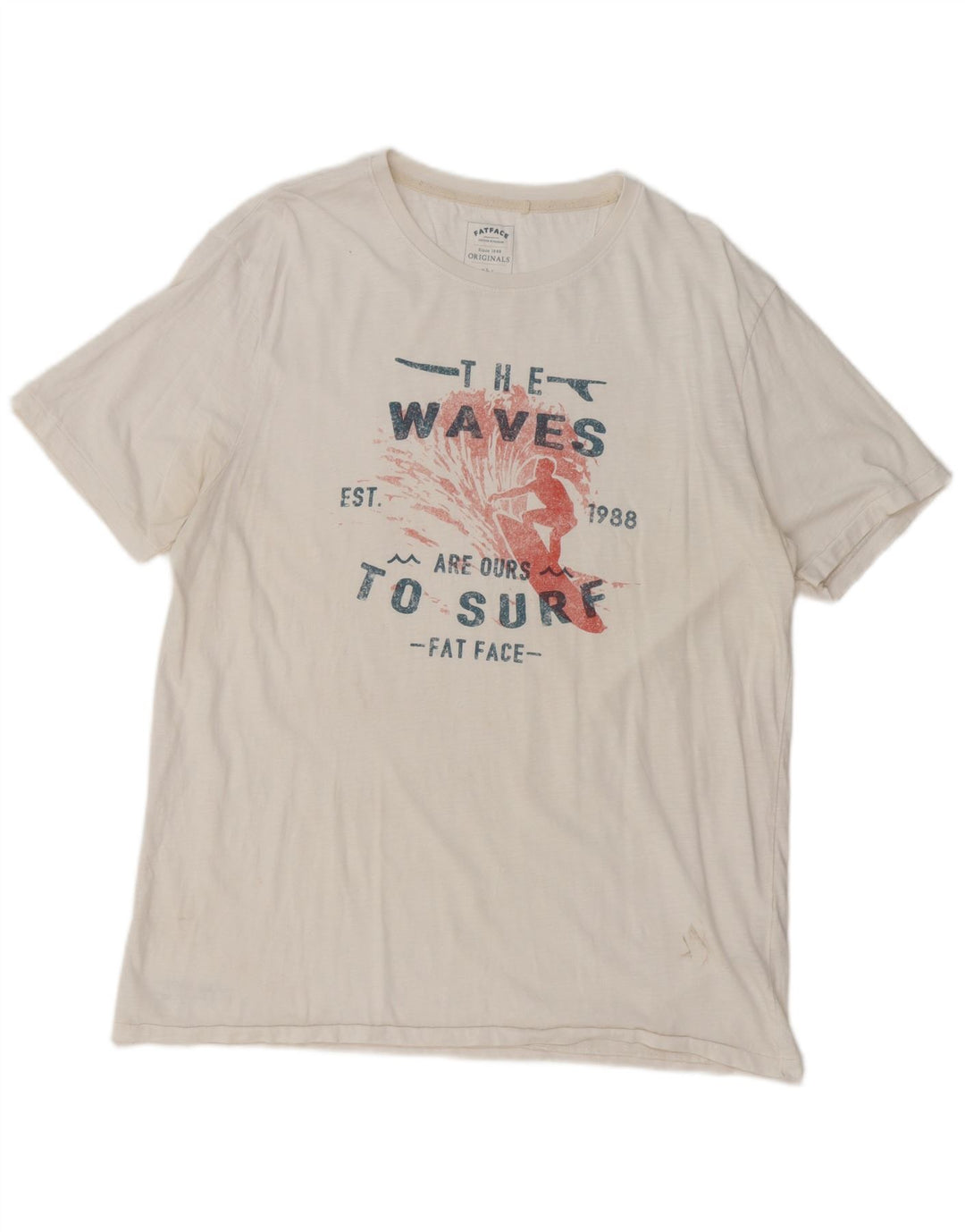 Camiseta gráfica para hombre Fat Face Top grande de algodón blanco