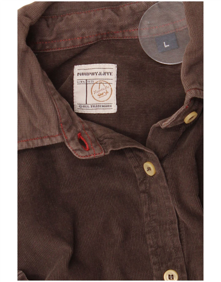 Murphy & Nye Camisa de pana para mujer Reino Unido 46 Grande Marrón