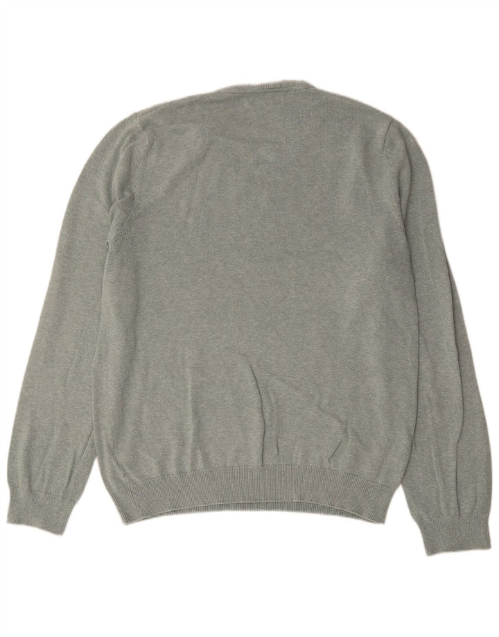 Marks & Spencer Jersey con cuello en V para hombre, talla grande, algodón verde