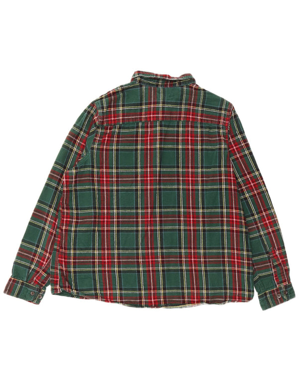 L.L.Bean Camisa de Franela de Ajuste Relajado para Mujer UK 40 XL Algodón a Cuadros Verde