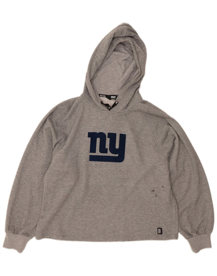 DKNY Jersey con capucha extragrande y gráfico para mujer UK 44 Poliéster gris medio