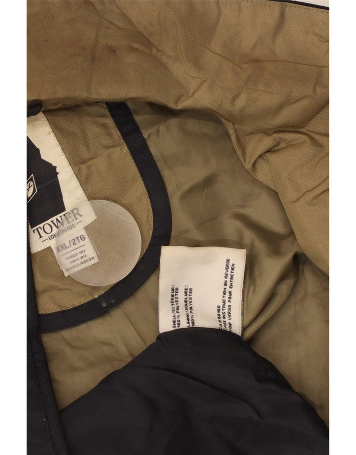 London Fog Chaqueta impermeable con capucha para hombre UK 44 2XL Poliéster negro