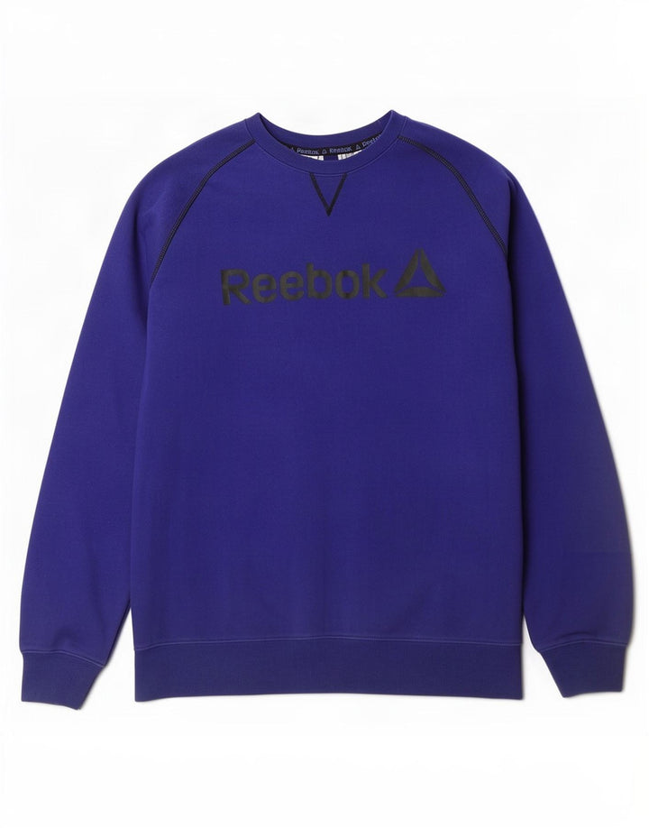 Reebok - Sudadera gráfica para hombre, jersey de algodón azul grande