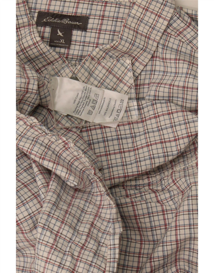 Eddie Bauer Camisa de corte relajado para hombre XL Algodón a cuadros blanco