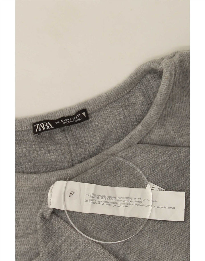 Zara Mujer Vestido Básico UK 8 Small Gris Poliéster