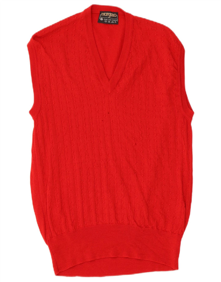 MORGANO Hombre Chaleco Tank Top Small Lana Roja