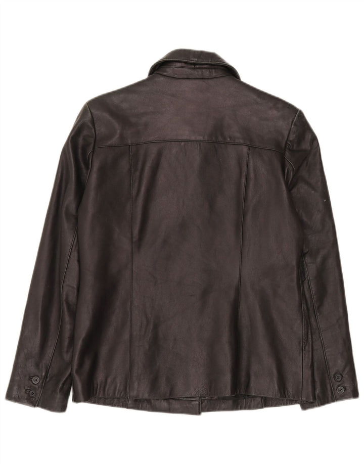 VINTAGE Chaqueta de cuero para mujer Reino Unido 16 Cuero negro grande