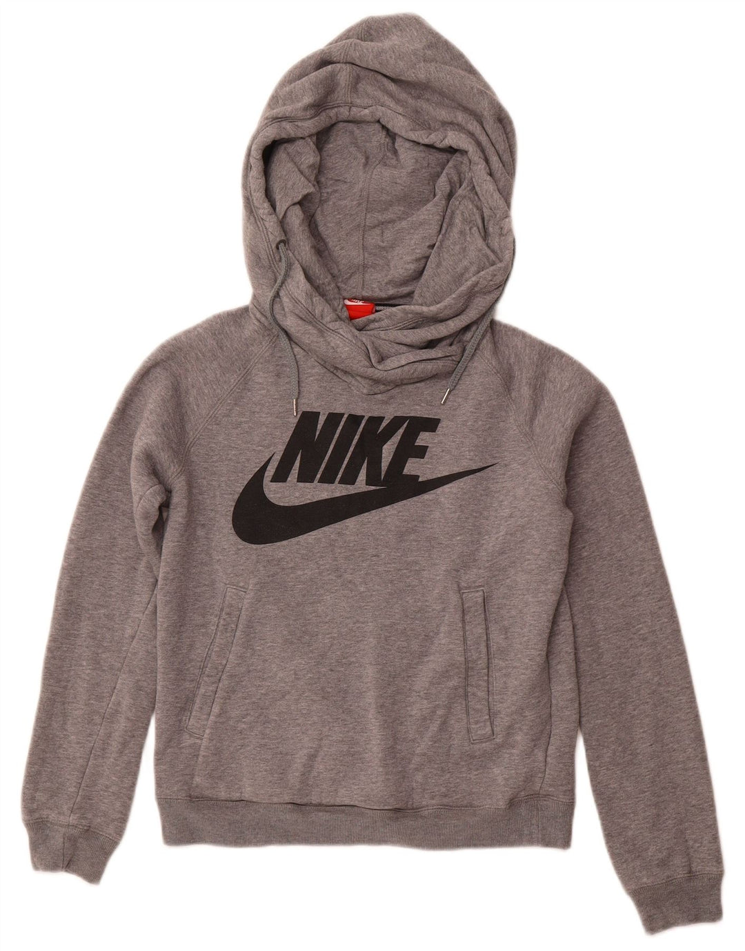 NIKE Sudadera con capucha gráfica para mujer UK 10 Small Grey Cotton
