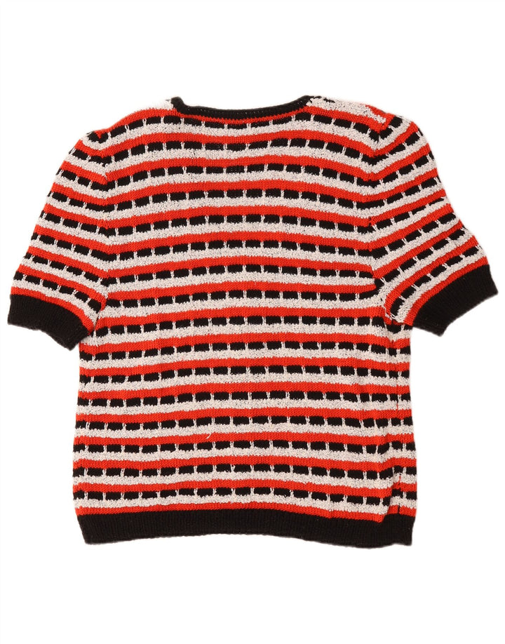 Vintage mujer Cardigan suéter Reino Unido 14 medio multicolor rayas