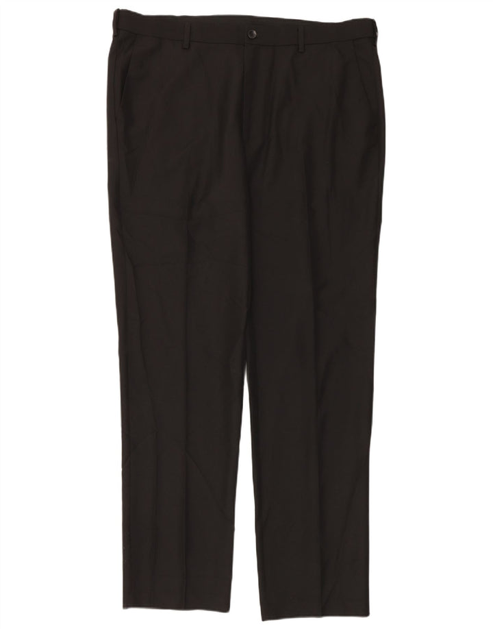 Marks & Spencer Pantalón de traje de corte regular para hombre W40 L33 Poliéster negro