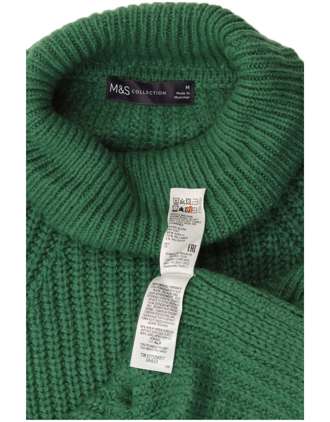 Marks & Spencer Suéter tipo jersey con cuello vuelto para mujer Reino Unido 40 Acrílico verde medio