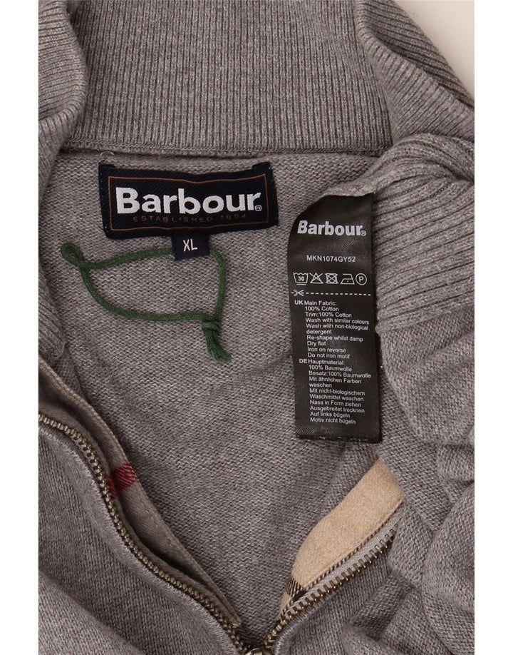 Barbour Jersey De Cuello Con Cremallera Para Hombre XL Algodón Gris