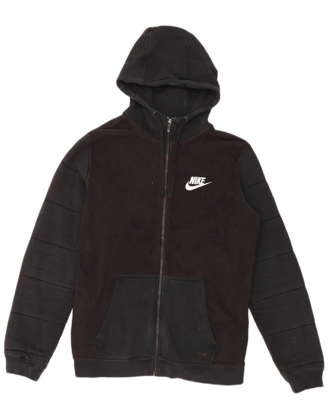 NIKE Sudadera con capucha y cremallera para hombre, algodón negro mediano