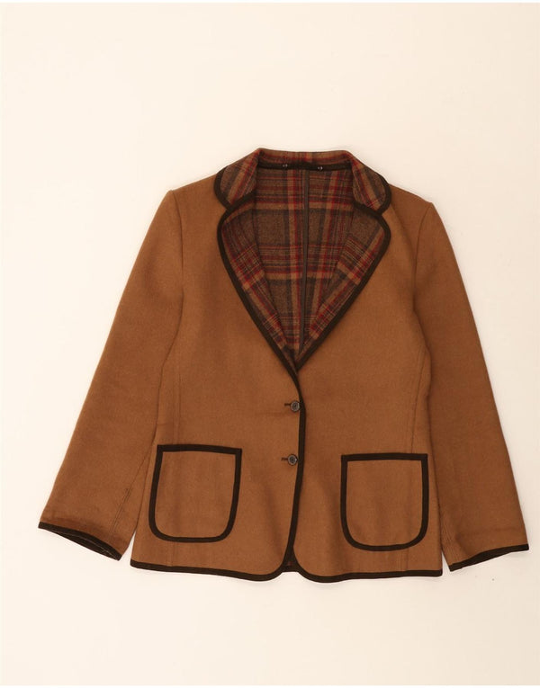 Lindner Chaqueta tipo blazer de 2 botones para mujer IT 40 Small Brown Wool