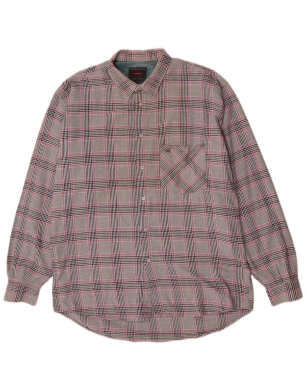 Carrera Camisa de franela de ajuste regular para hombre XL Algodón a cuadros gris