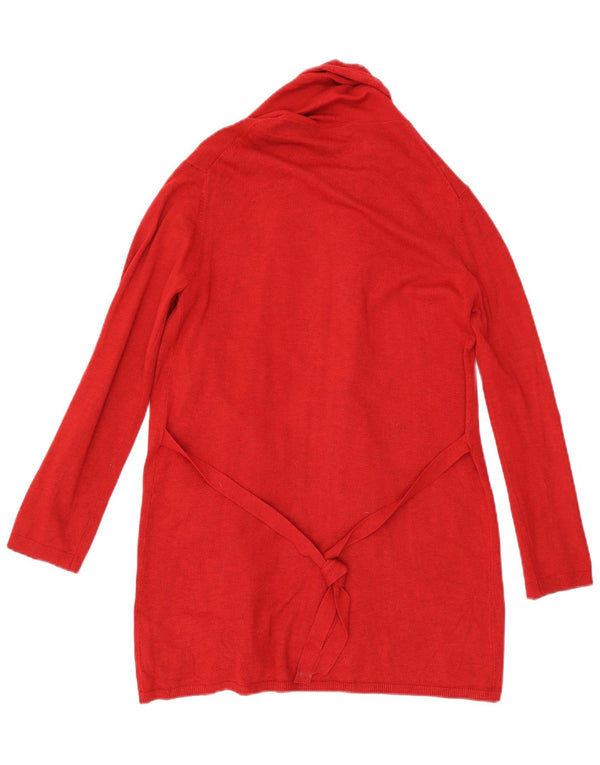 Zara Mujeres Longline Open Cardigan Suéter UK 42 Medio Viscosa Roja