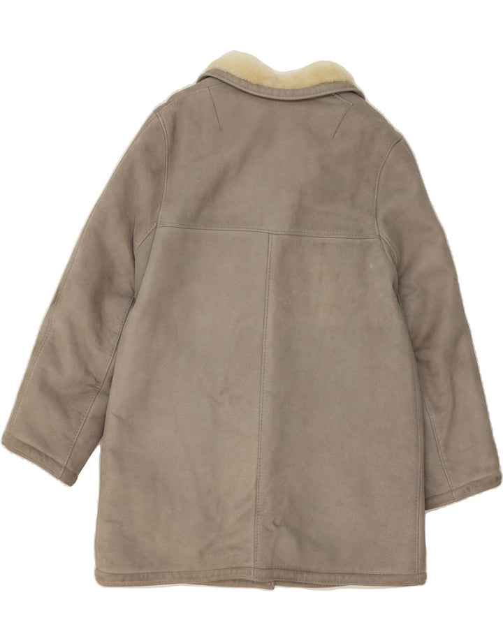 VINTAGE Womens Shearling Coat UK 16 Large Grey Vintage Vintage and Second-Hand Vintage from Messina Hembry 