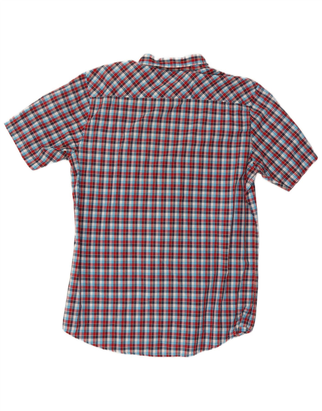 Quiksilver Camisa de manga corta para hombre de algodón a cuadros multicolor grande