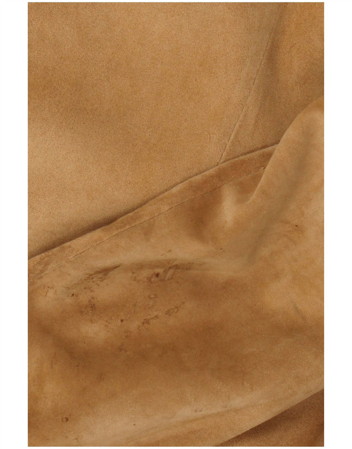 Vintage mujer 2 botones ante Blazer chaqueta Reino Unido 14 marrón medio