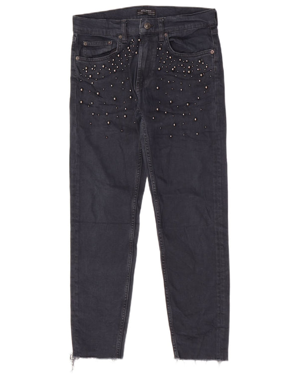 Zara Jeans Slim Mujer EU 36 XS W26 L27 Algodón Manchado Azul Marino