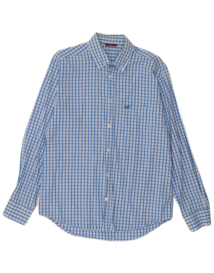 Camisa Carrera Hombre Algodón Cuadros Azul Medio