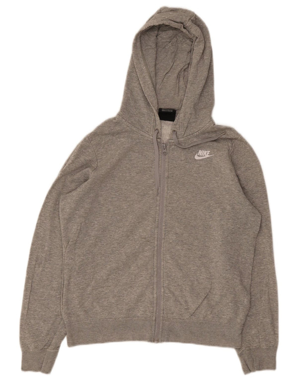 Nike Womens Oversized Zip Hoodie Sweater UK 10 Small Grey Cotton