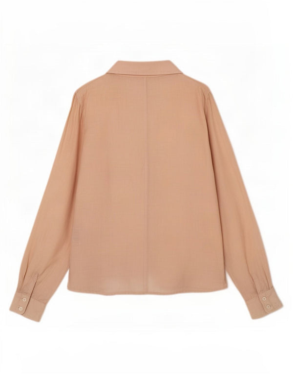 Gant Camisa con volantes en la parte delantera para mujer UK 46 Large Beige Linen